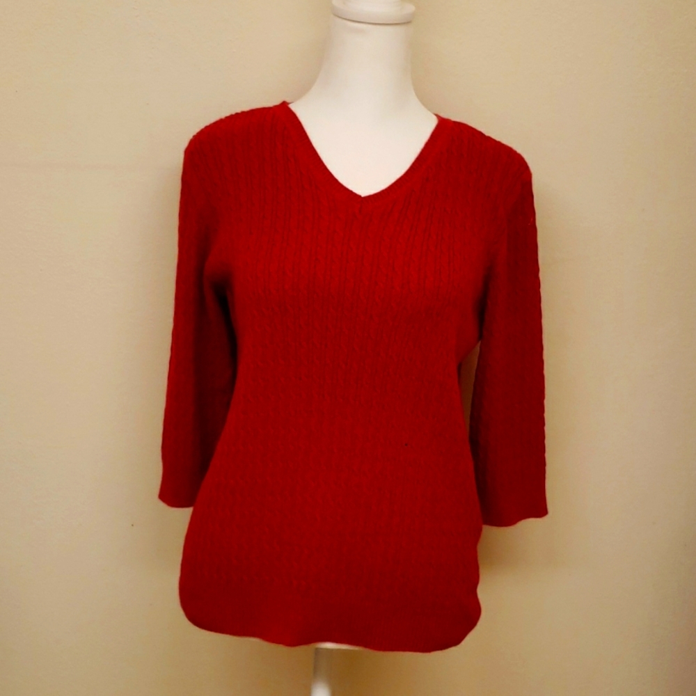 Women Sweater Karen Scott Petites, size: M, color red.